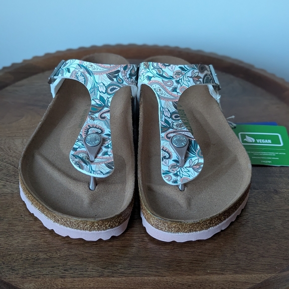 NEW Birkenstock Gizeh Vegan Rose Paisley Birko-flor-Regular Fit Size 39 L 8 M 6 - Picture 5 of 11
